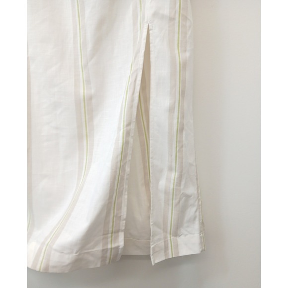 A New Day Midi Skirt Side Slit Womens Medium Tan White Stripe Elastic Back - Picture 5 of 8